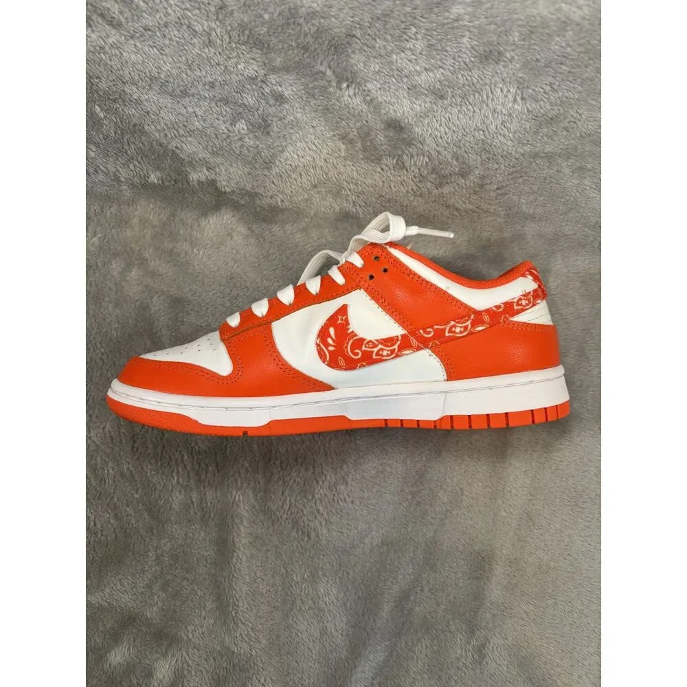 Nike Dunk Low Orange Paisley Color Block Sneakers Size 8W Retro Basketball 80s - Picture 9 of 11